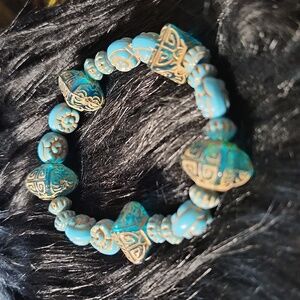 Handcrafted beaded bracelet made on a stretchy cord